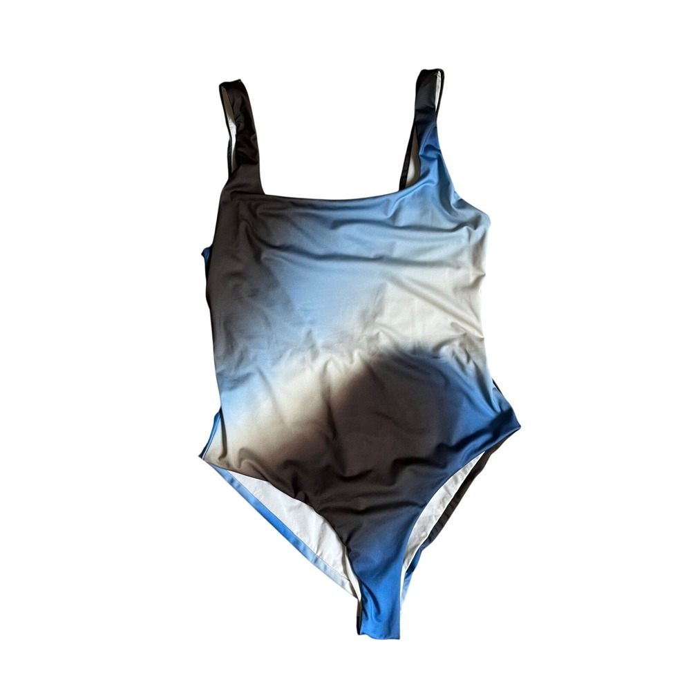 NWT Thinking Mu Blue Ombre 1 Piece Swimsuit M Made in Spain Bought in Reykjavík!